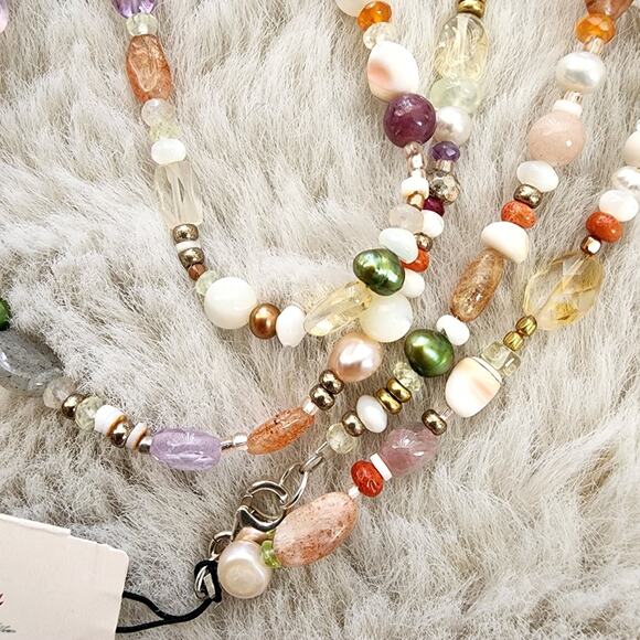 NEW Peyote Bird Multicolor Polished Agate Mixed Beaded Stone Necklace - Picture 5 of 10